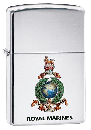 Royal Marines Crest Zippo Lighter in High Polished Chrome - Zippo 60003644